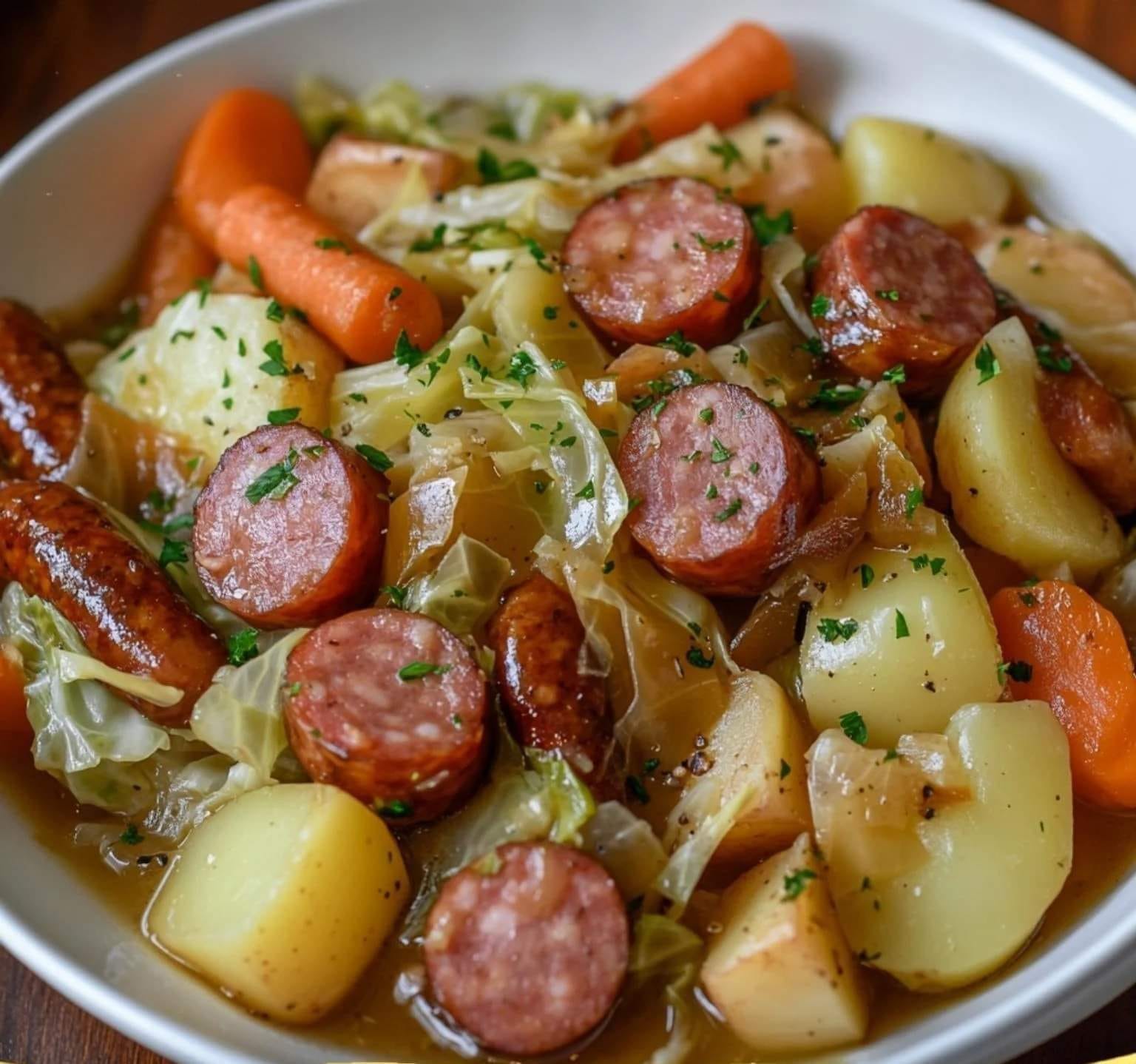 Chou Vert Braisé aux Saucisses