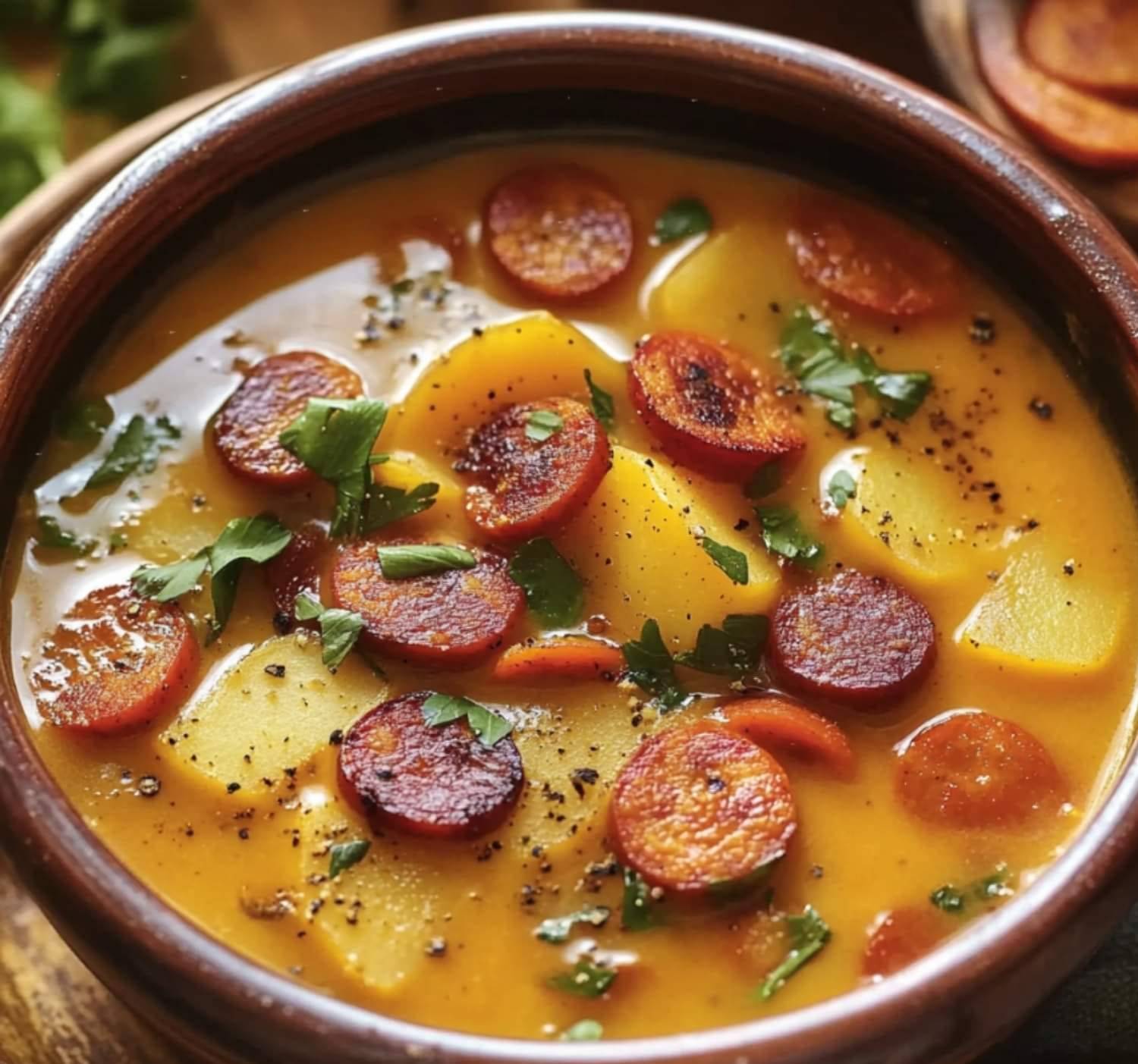 Soupe Réconfortante à la Patate Douce et au Chorizo