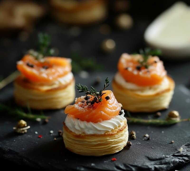 Mini Vol-au-Vent au Saumon Fumé et Fromage Frais