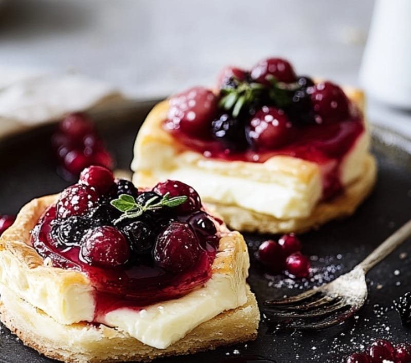 Tartelettes Feuilletées au Fromage et Fruits Rouges