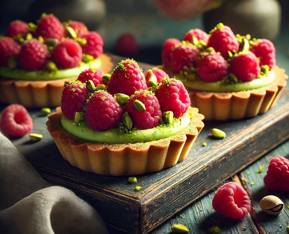 Les tartelettes pistache et framboises