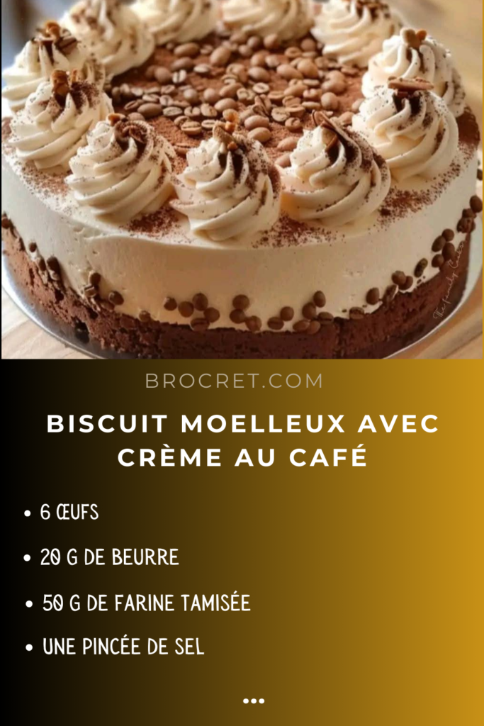  Biscuit moelleux garni de crème au café et d'amandes effilées