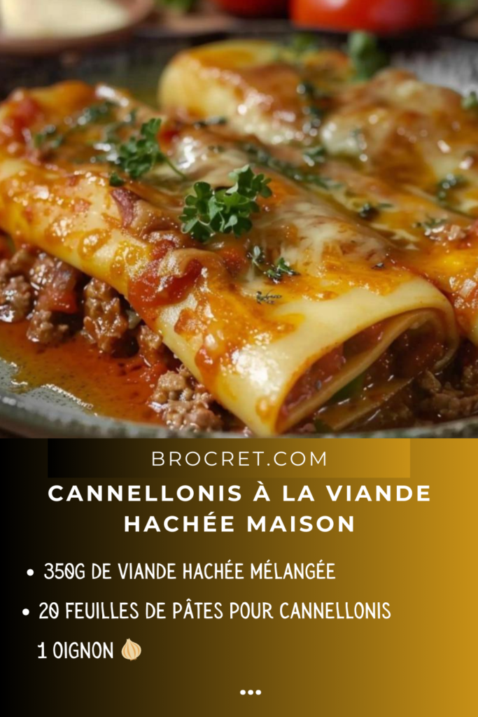 Cannellonis à la viande hachée avec une sauce béchamel dorée et fromage fondu