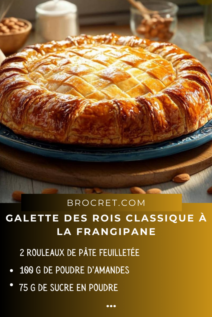 Galette des rois dorée et croustillante avec une garniture généreuse à la frangipane