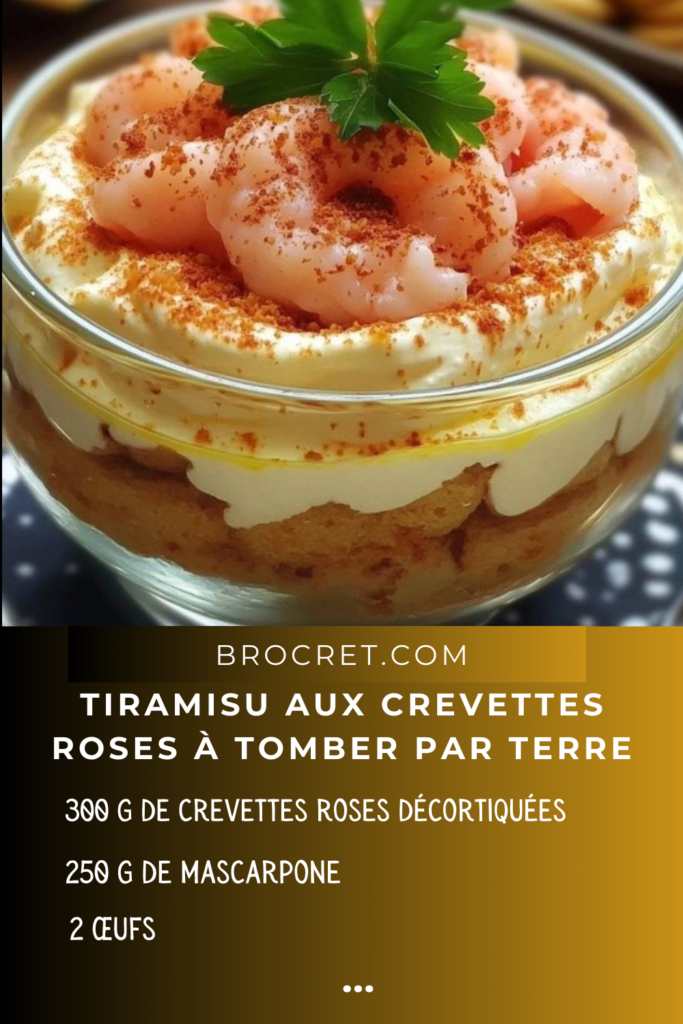 Verrine de tiramisu aux crevettes roses avec ciboulette et paprika