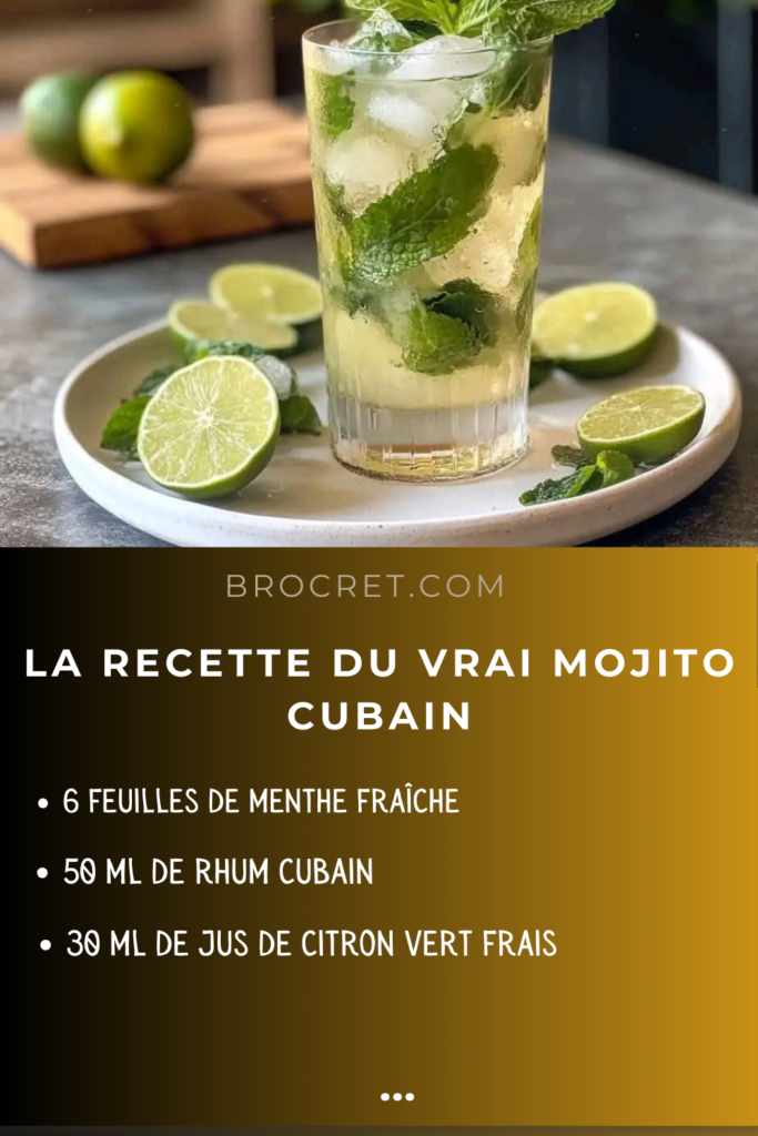  Préparation du vrai mojito cubain avec menthe, rhum et citron vert.