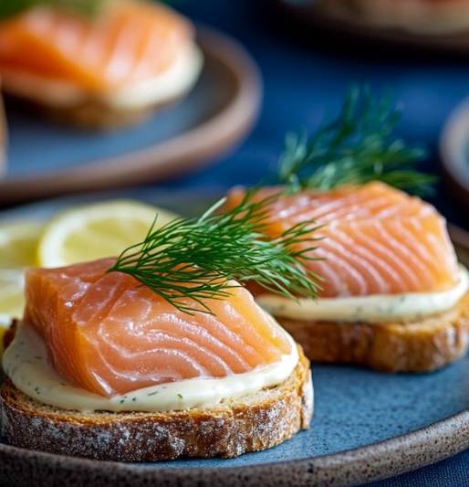 Recette Canapés au Saumon Fumé et Crème Citronnée