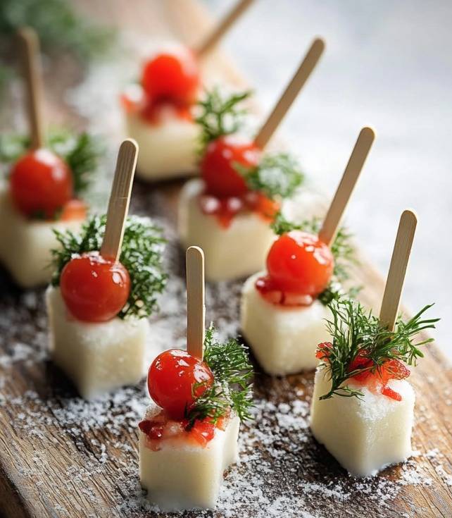 Bouchées de Fromage Tomate Cerise et Herbes Simple