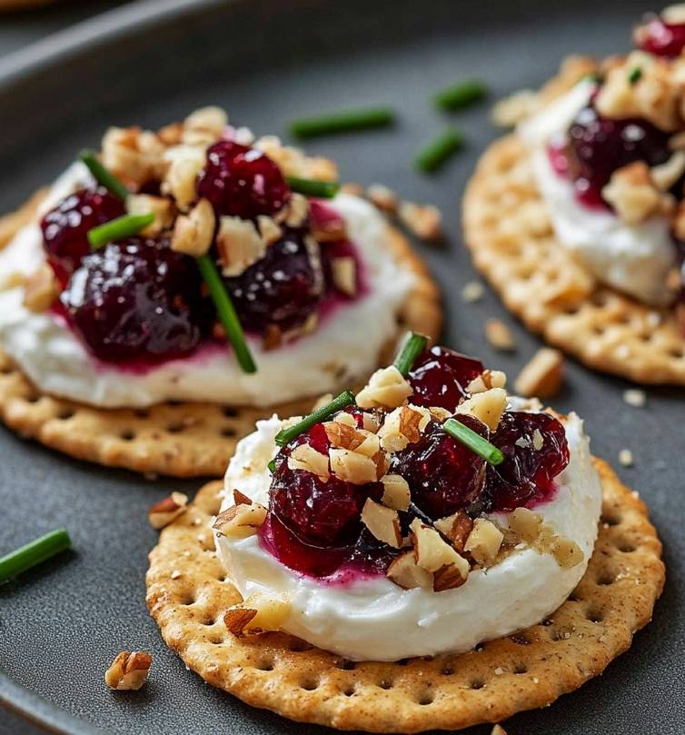 Crackers au Fromage Frais et Airelles Simple