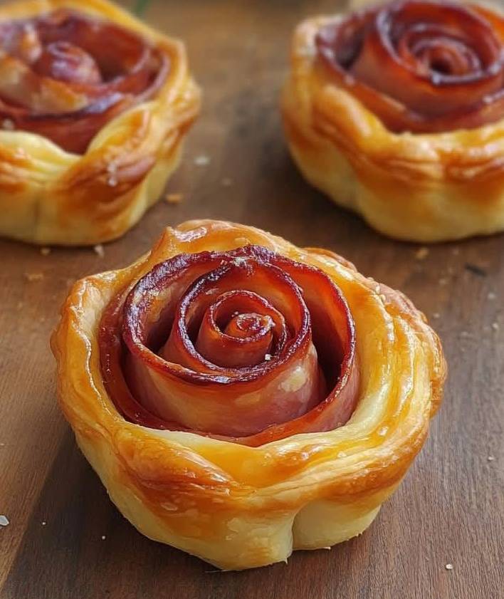 Roses Feuilletées au Jambon et Fromage Simple