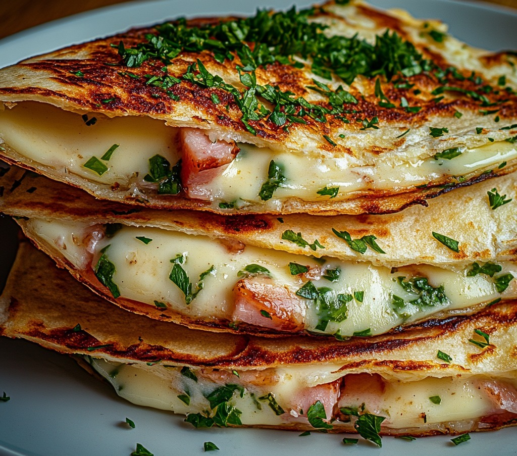 Quesadillas dorées au fromage et jambon fondant