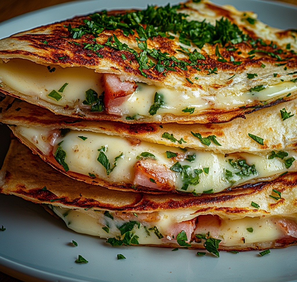 Quesadillas dorées au fromage et jambon fondant