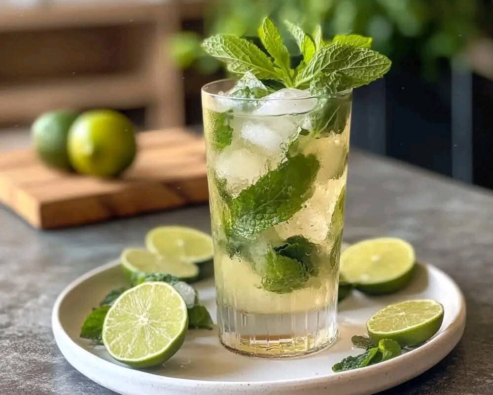 Préparation du vrai mojito cubain avec menthe, rhum et citron vert.