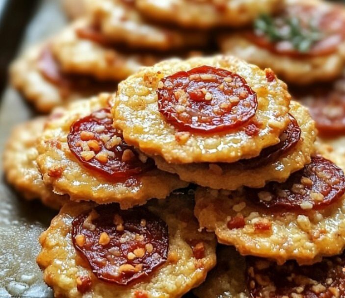 Biscuits dorés au chorizo et emmental prêts à être dégustés