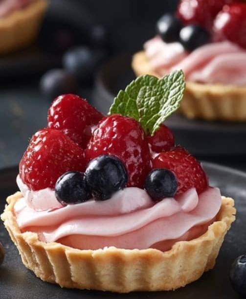 Tartelettes aux Fruits Rouges et Mousse de Framboise facile