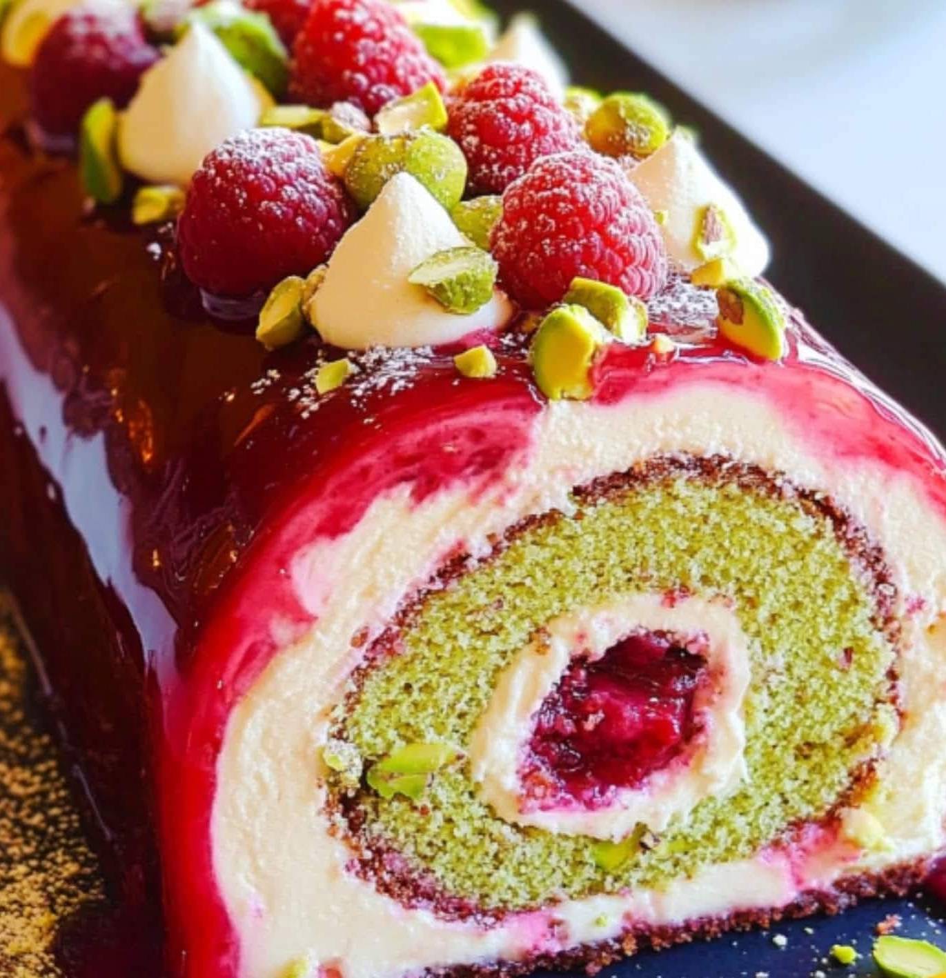 Bûche aux Framboises et Pistaches