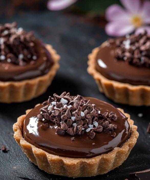 Tartelettes au Chocolat Noir et Éclats de Cacao