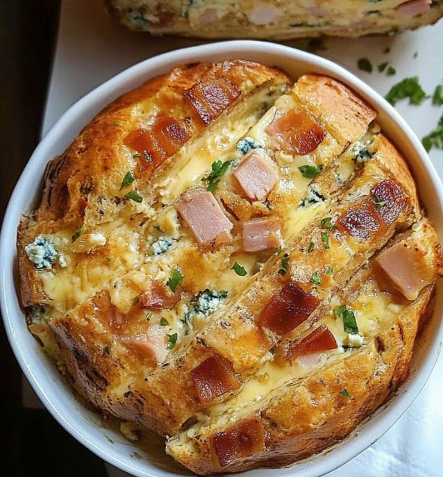 Recette de Pain farci au jambon et fromage bleu