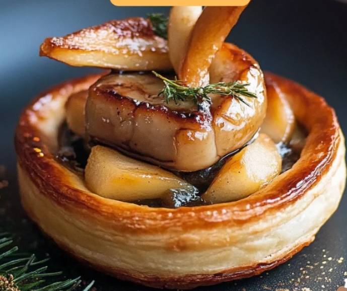 Vol au vent au foie gras et pommes caramélisées