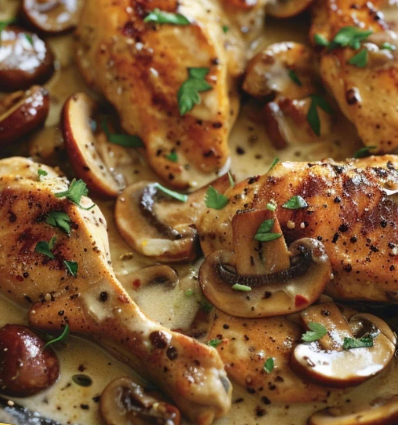 Poulet à la Moutarde et aux Champignons