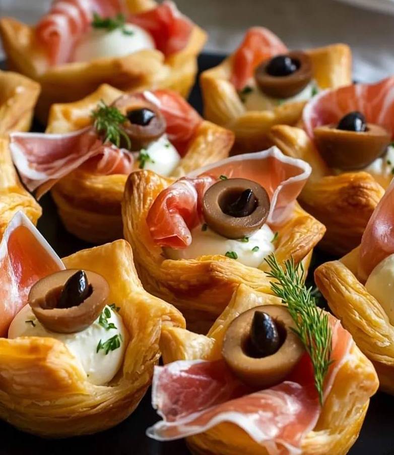 Feuilletés Apéritifs au Jambon Cru Crème et Olives