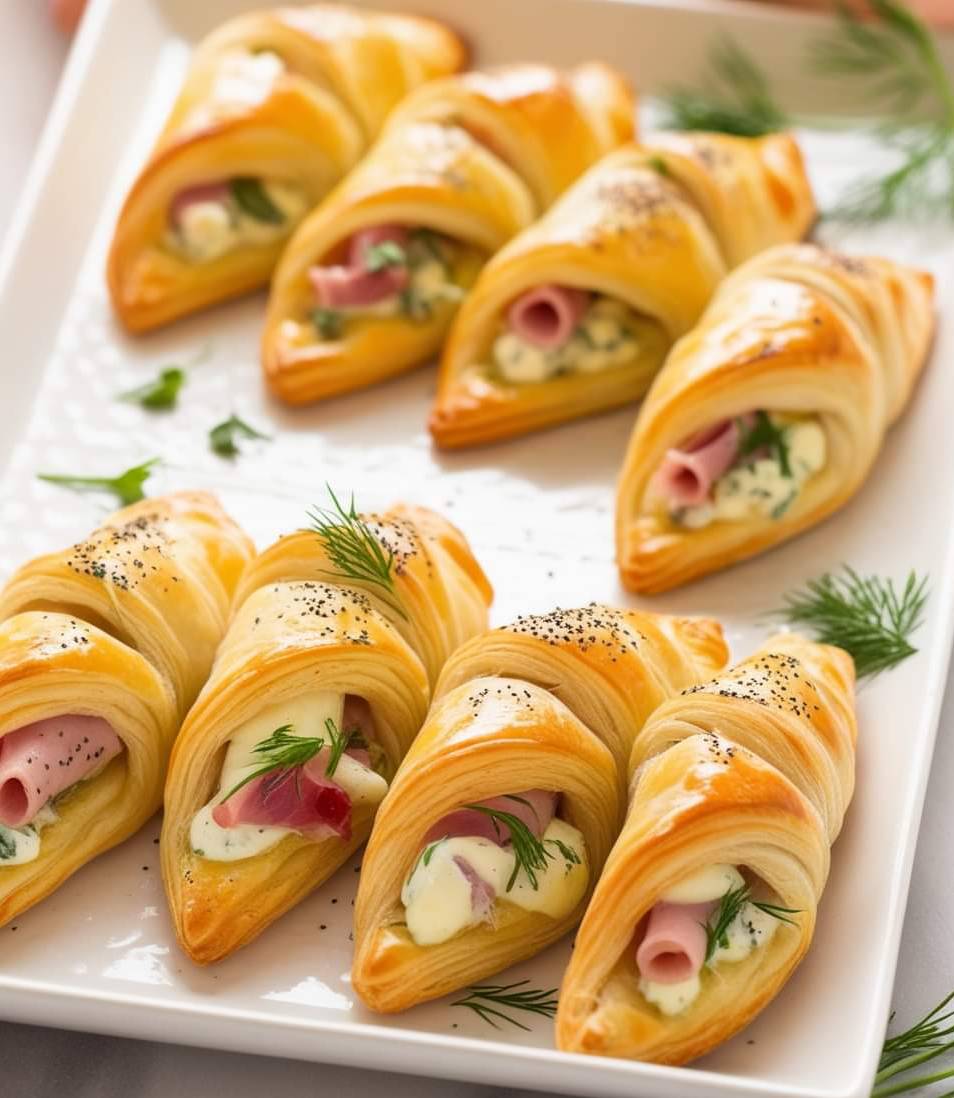 Croissants Feuilletés au Jambon et Fromage aux Herbes