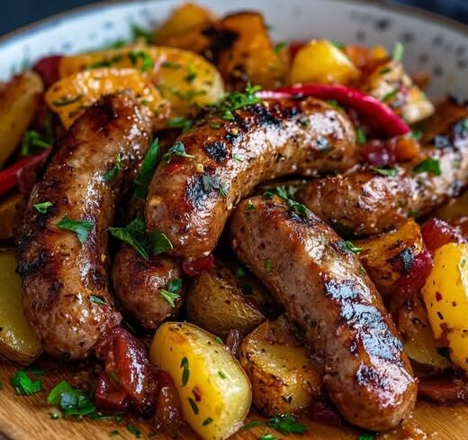 Saucisses Rôties avec Pommes de Terre et Légumes