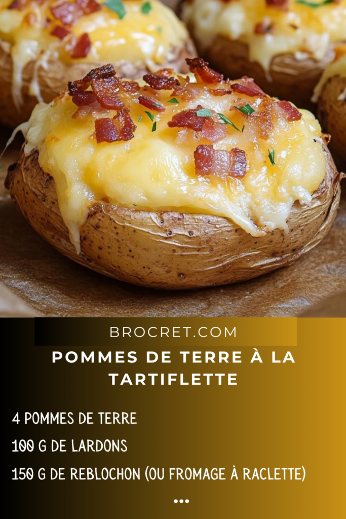 Pommes de terre à la tartiflette gratinées au reblochon fondant avec lardons et oignons dorés