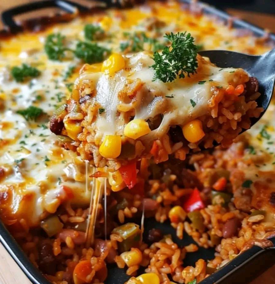 Gratin Mexicain de Riz à la Viande Hachée