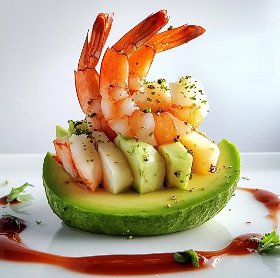 Avocat Farci aux Crevettes et Sauce Cocktail Simple