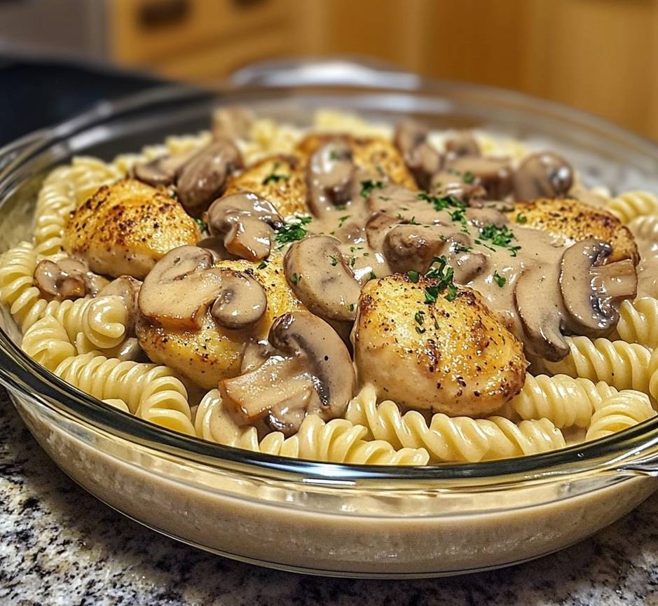 Recette de Poulet aux Champignons et Pâtes Simple