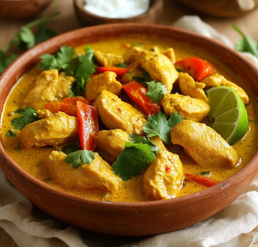 Aiguillettes de Poulet au Curry et Lait de Coco