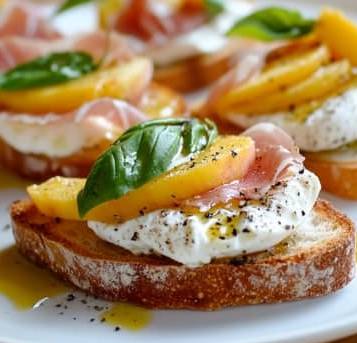 Recette de Bruschetta à la pêche Simple