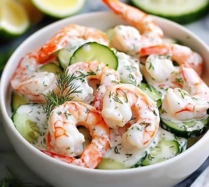 Salade de crevettes et concombre à l’aneth Simple