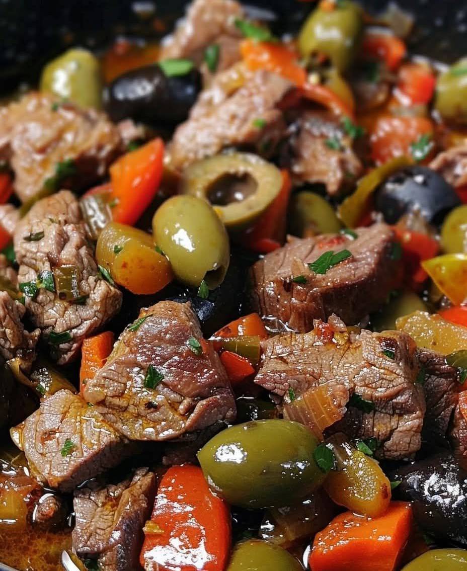 sauté de veau aux olives vertes