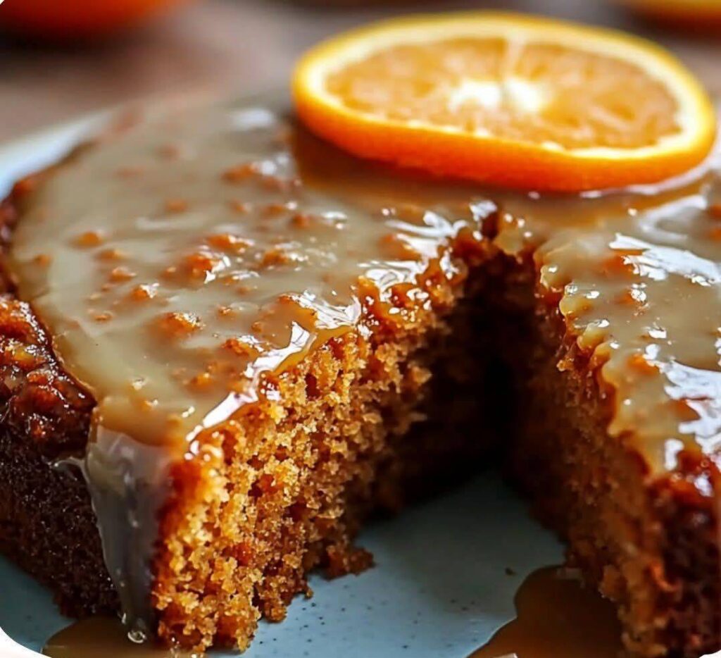 Tarta de zanahoria y naranja sin harina ni azúcar, decorada con ralladura de naranja y frutos secos.