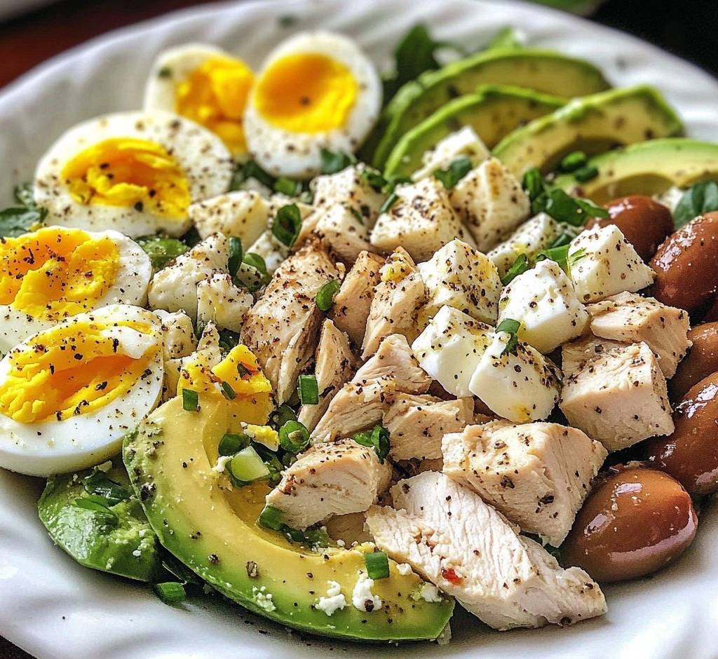 Salade de Poulet Avocat Œufs et Feta Simple 