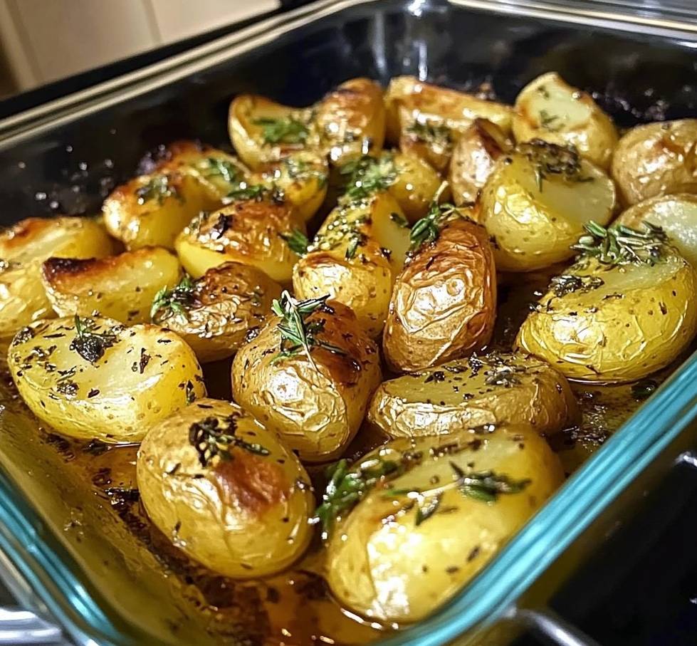 Assiette de pommes de terre rôties dorées, parsemées de coriandre, servies avec une sauce crémeuse