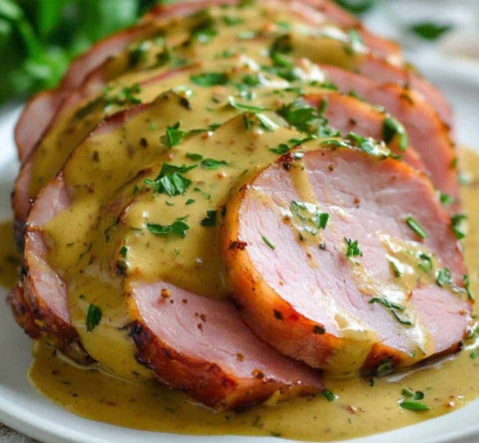 Jambon au Four avec Sauce à la Moutarde simple