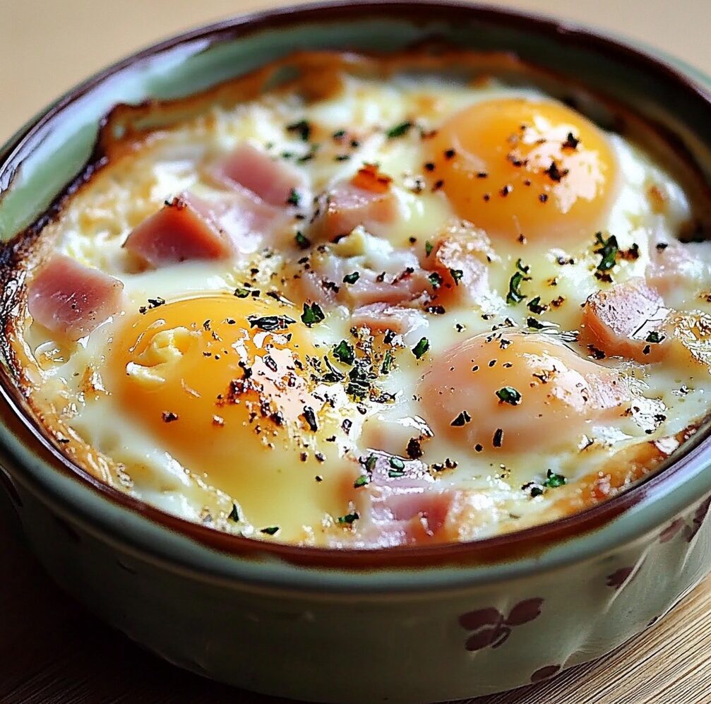 Œufs cocotte au jambon et comté fondant