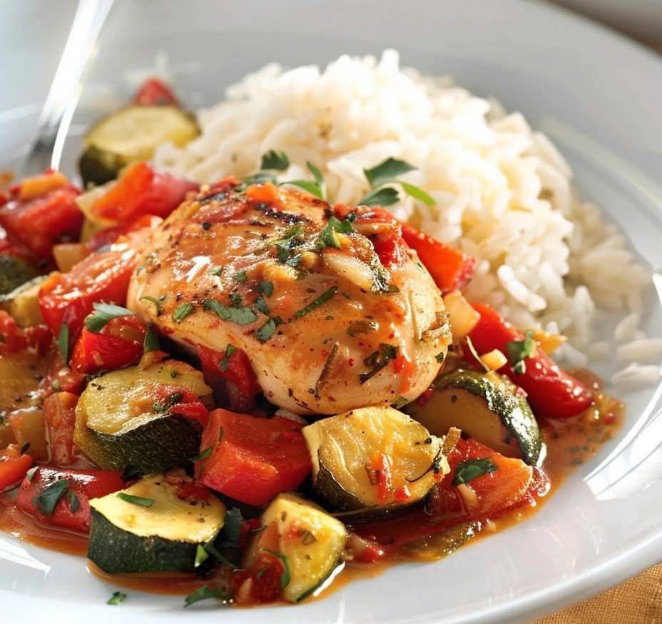 Blanc de Poulet en Sauce aux Légumes Simple