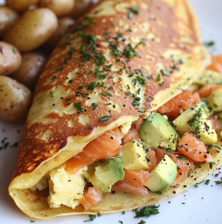 Crêpe Gourmande au Saumon Fumé Avocat & Fromage à la Crème simple