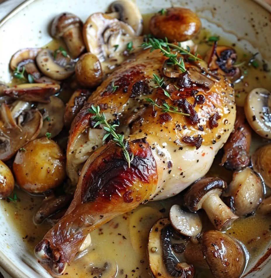 Poulet à la Moutarde et aux Champignons simple 