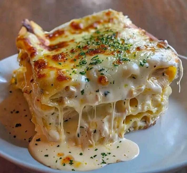 Lasagnes Fondantes au Poulet et Sauce Blanche Crémeuse