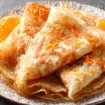 Crêpes avoine coco aux zestes d’orange délicatement dressées