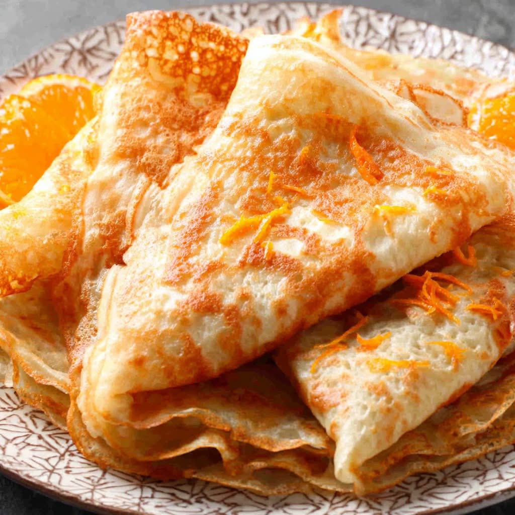 Crêpes avoine coco aux zestes d’orange délicatement dressées