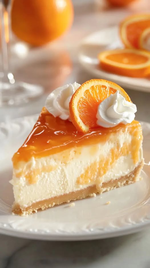 Cheesecake orange sans cuisson crémeux décoré d’agrumes