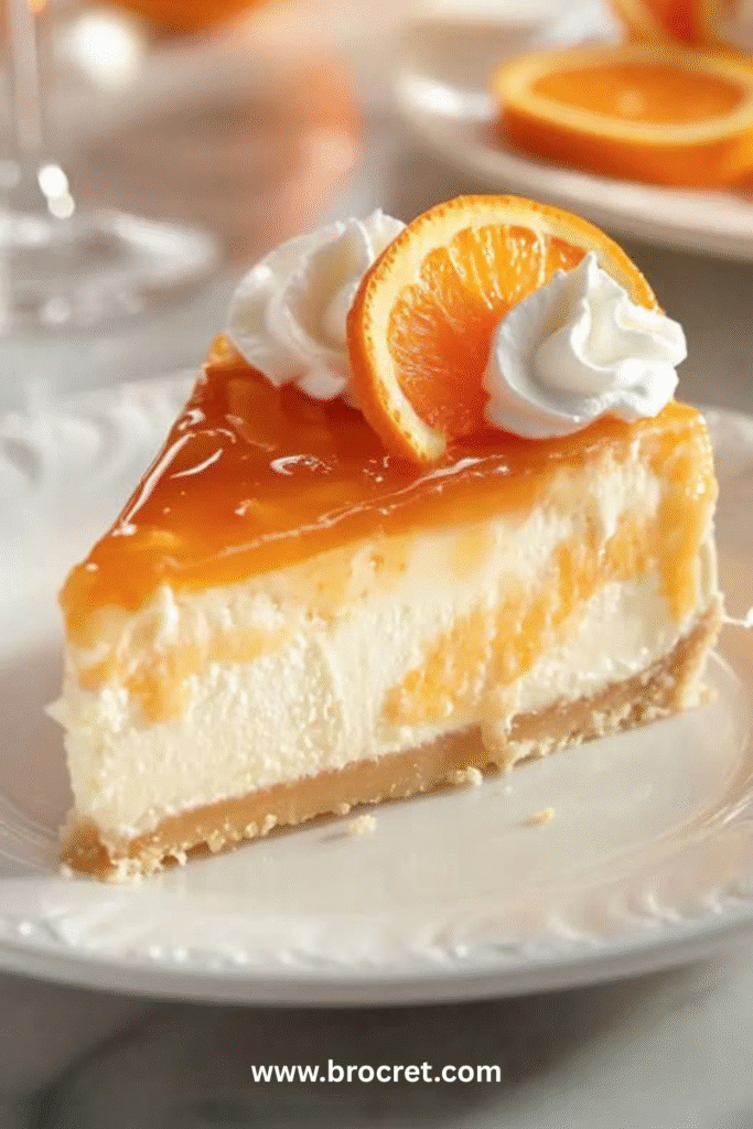 Cheesecake orange sans cuisson crémeux décoré d’agrumes