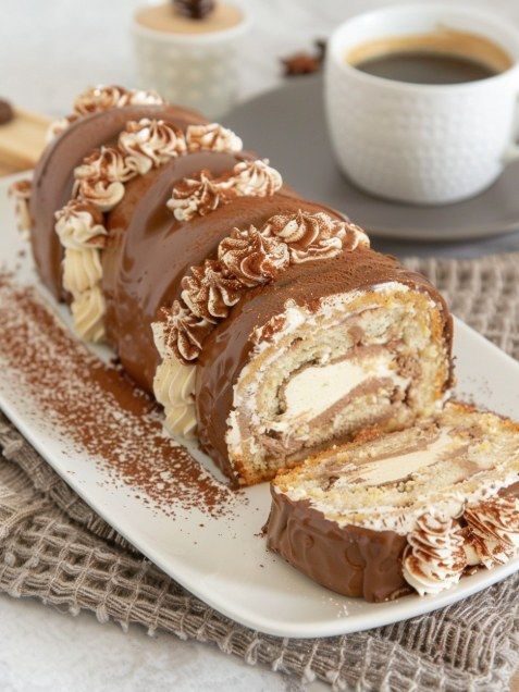 Bûche de Noël chocolat café traditionnelle avec crème au beurre