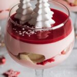 Recette de trifle chocolat blanc framboise illustrée.